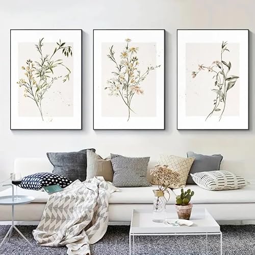 GOSRD Canvas Prints Small Fresh Green Plants, Leaves Living Room Murals Decorations Art Cores Posters(30x50cm-3Pcs)