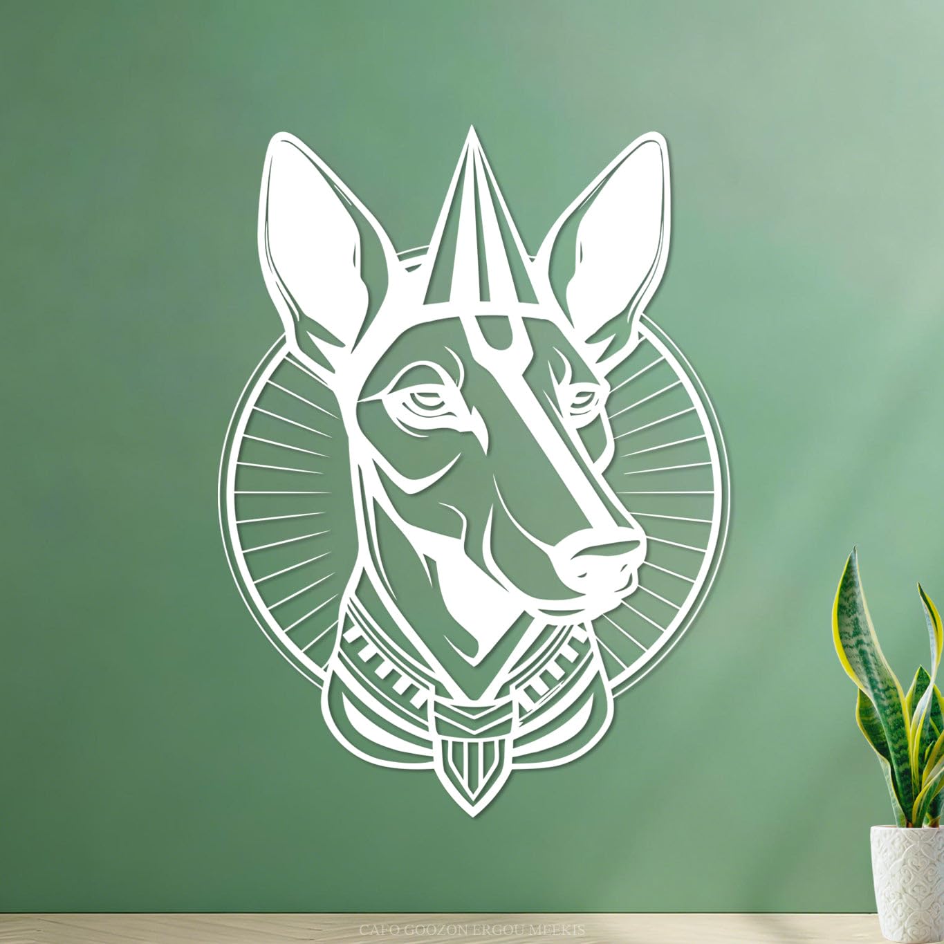 Fine Carving Decals Anubis the Egyptian god of the Dead 38x51.4cm Self Adhesive White