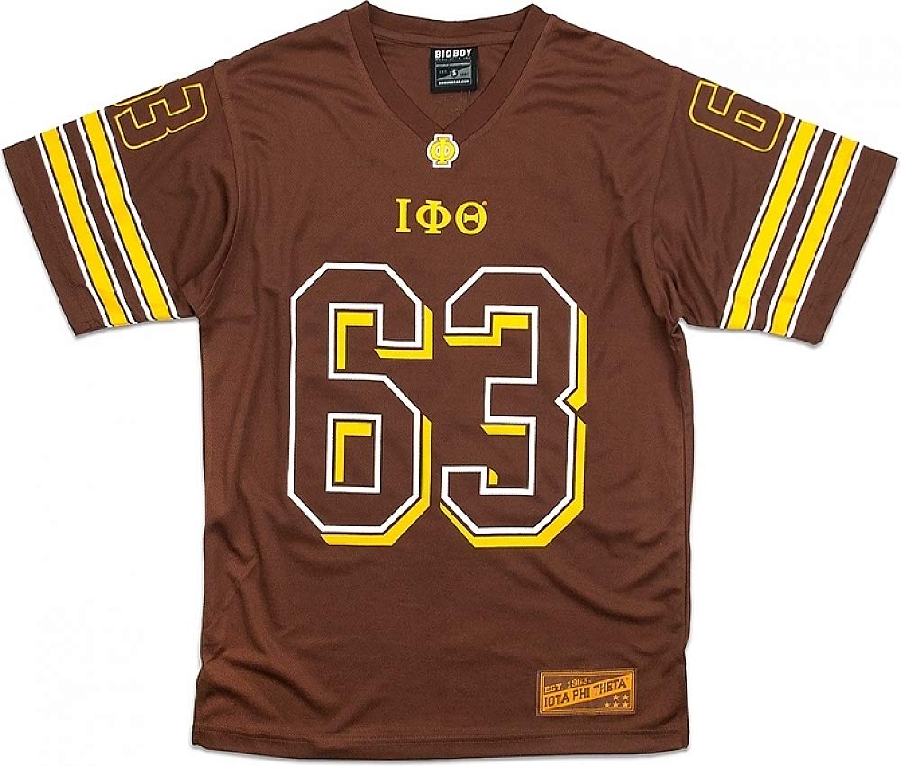 Big Boy Iota Phi/? Theta Divine 9 Mens Football Jersey Tee [Brown - S] - ID#1690