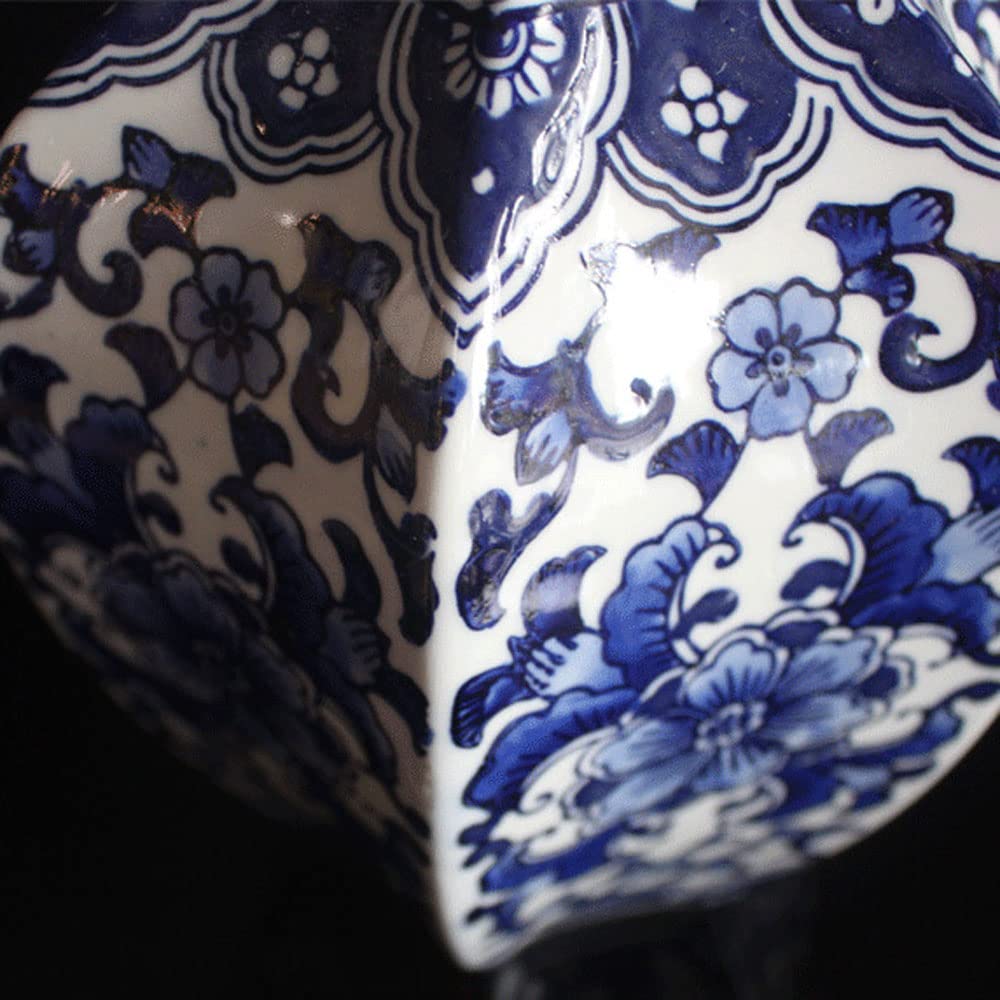 Jingdezhen Ceramika, styl chiński, niebiesko-biały wazon porcelanowy, ręcznie malowany, aranżacja kwiatowa chinoiserii, dekoracja retro