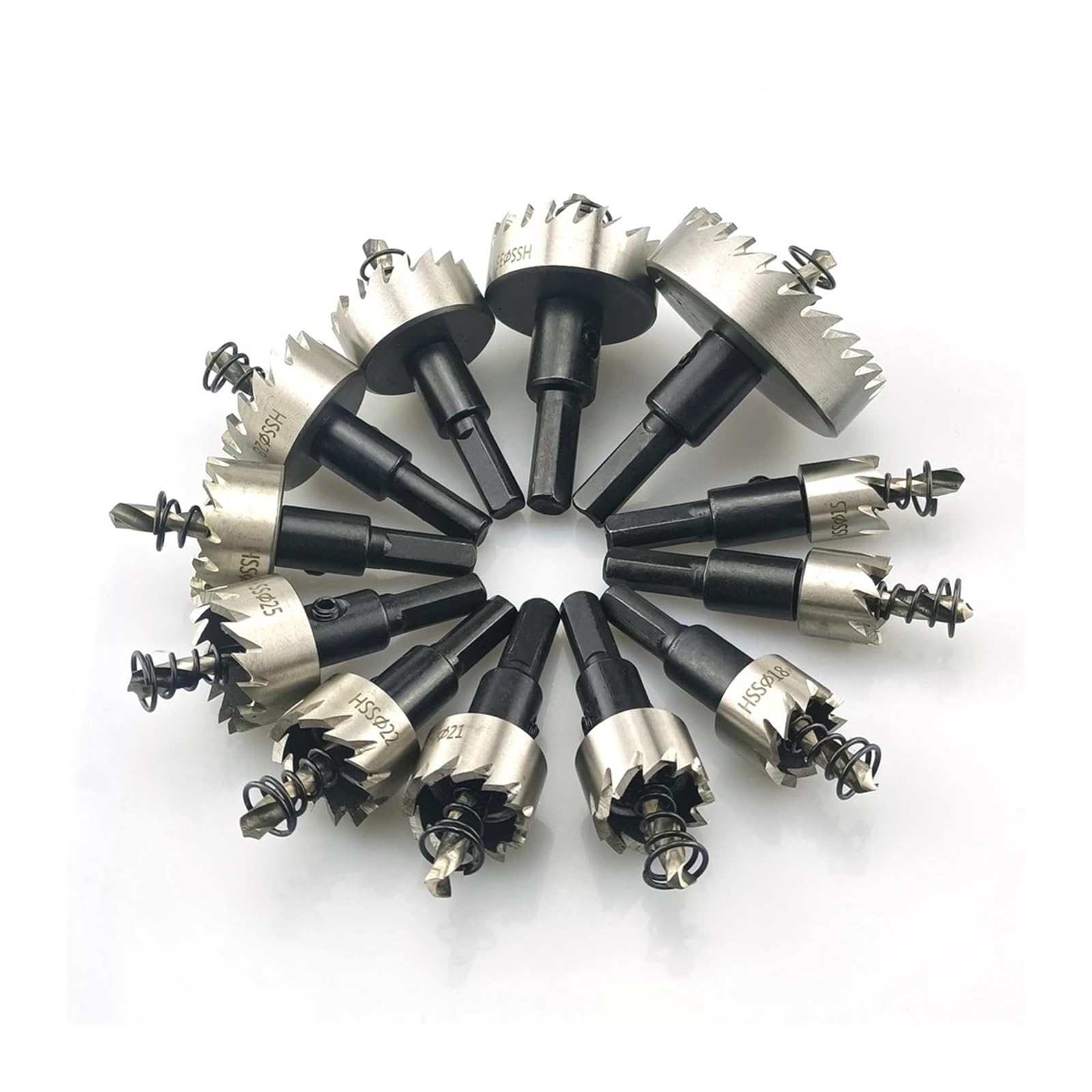 Juego de sierras perforadoras HSS, 12 Uds., 15-50mm, broca acero alta velocidad, corona perforación for herramienta corte madera inoxidable aleación Metal(15PCS 15-53mm)