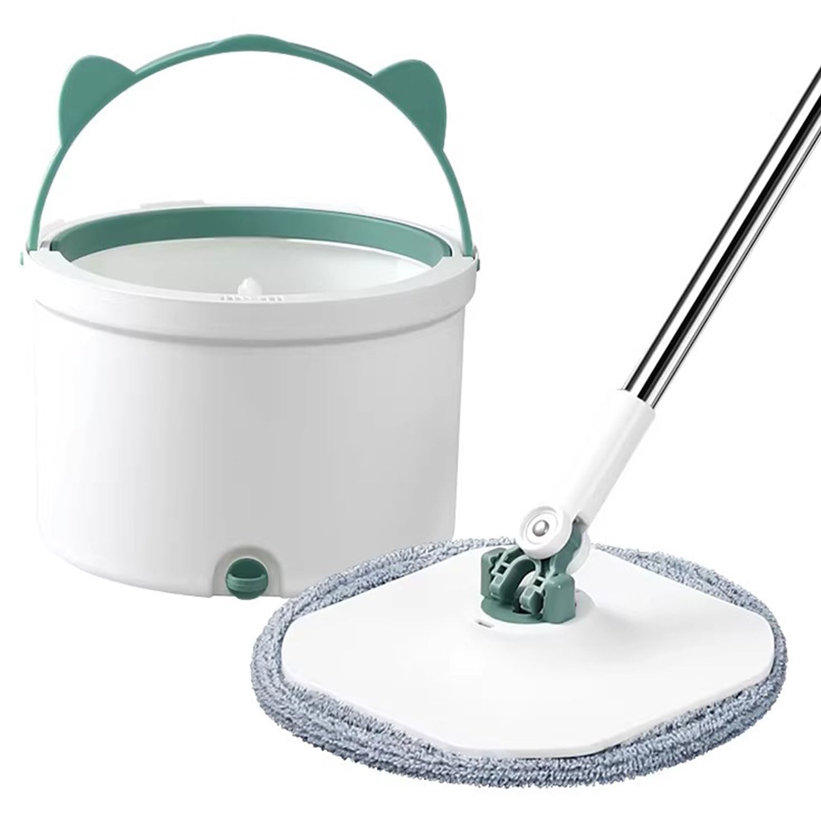 Juego de cubeta para fregona giratoria con escurridor, Sistema de Agua Limpia y Sucia con autoseparación, 1 Recambio Adicional de Almohadillas de Microfibra para fregona. diseño Compacto
