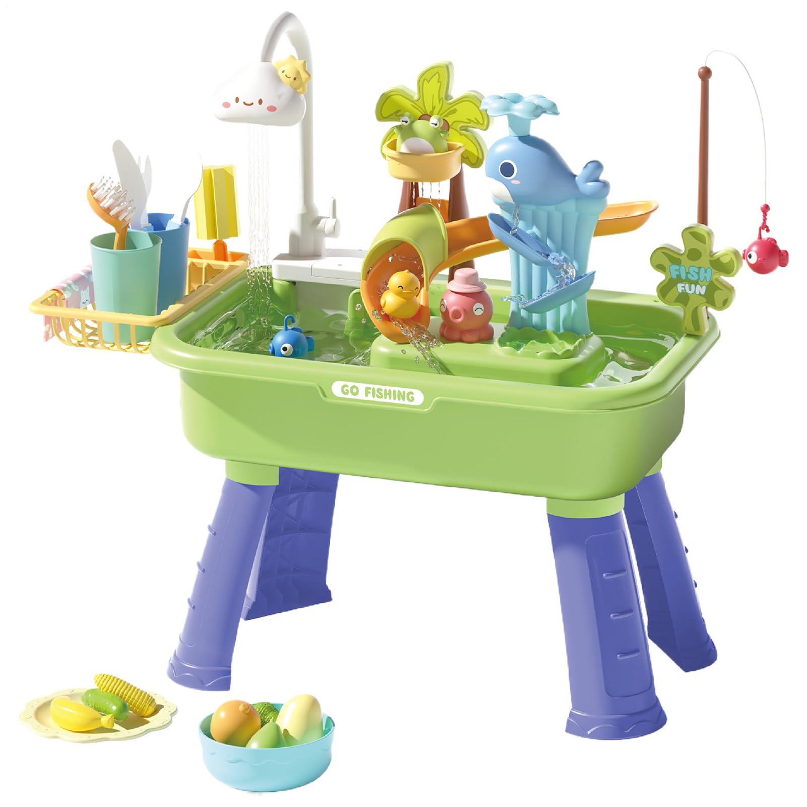 Wassertisch Outdoor Sand- Und Wassertisch | Sinnesförderndes Lernspielzeug Mit Pumpe Für Zuhause Garten Förderung Der Hand-Augen-Koordination Spielspaß Draußen