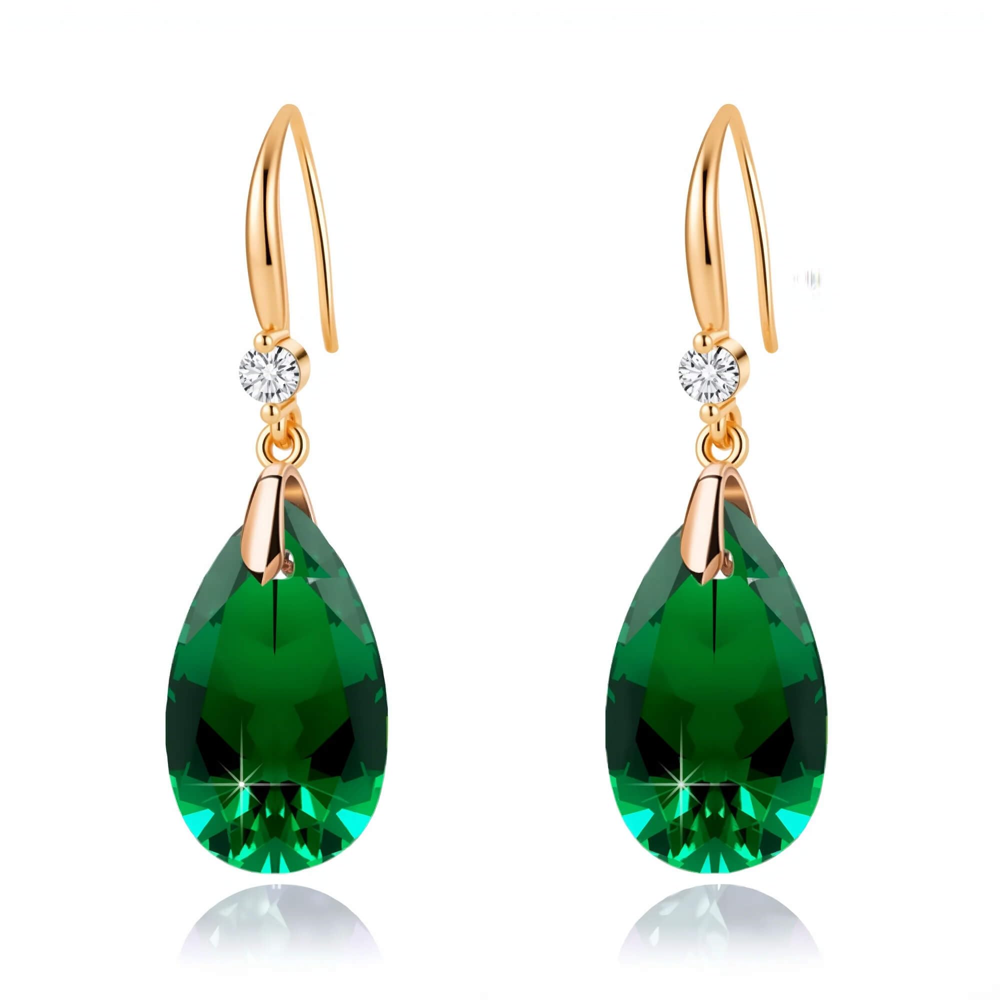 Austrian Crystal Teardrop Dangle Drop Earrings for Women 14K Gold Plated Hook Earring Hypoallergenic Jewelry Gifts for Women Girls