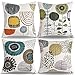 RYBornament Funda Cojin 45x45 Cojines Decorativos Cojín Gris Abstracta Floral 4 Fundas Cojines Decorativos para Sofa Suave Lino Cuadrado Funda Almohada para Sofá Jardín Exterior Decorar Cama Hogar