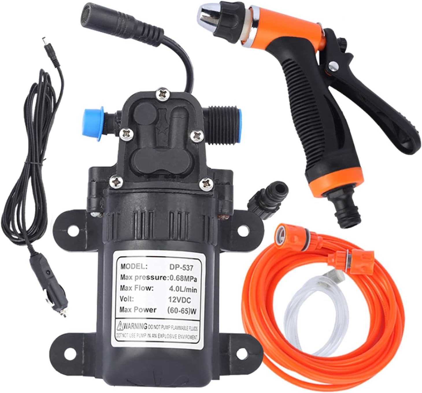 12V High Pressure Car Washing Machine Kit with Electric Pump 2-Mode Washer Power Cable Hoses for Car Cleaning Watering Garden Outdoor Use