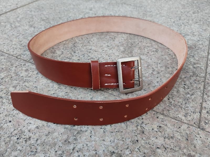 Reproductions Reproductions WW2 GERMAN OFFICER DOUBLE CLAW BROWN LEATHER BELT length: 50INCH Waist hole size: 36-46"