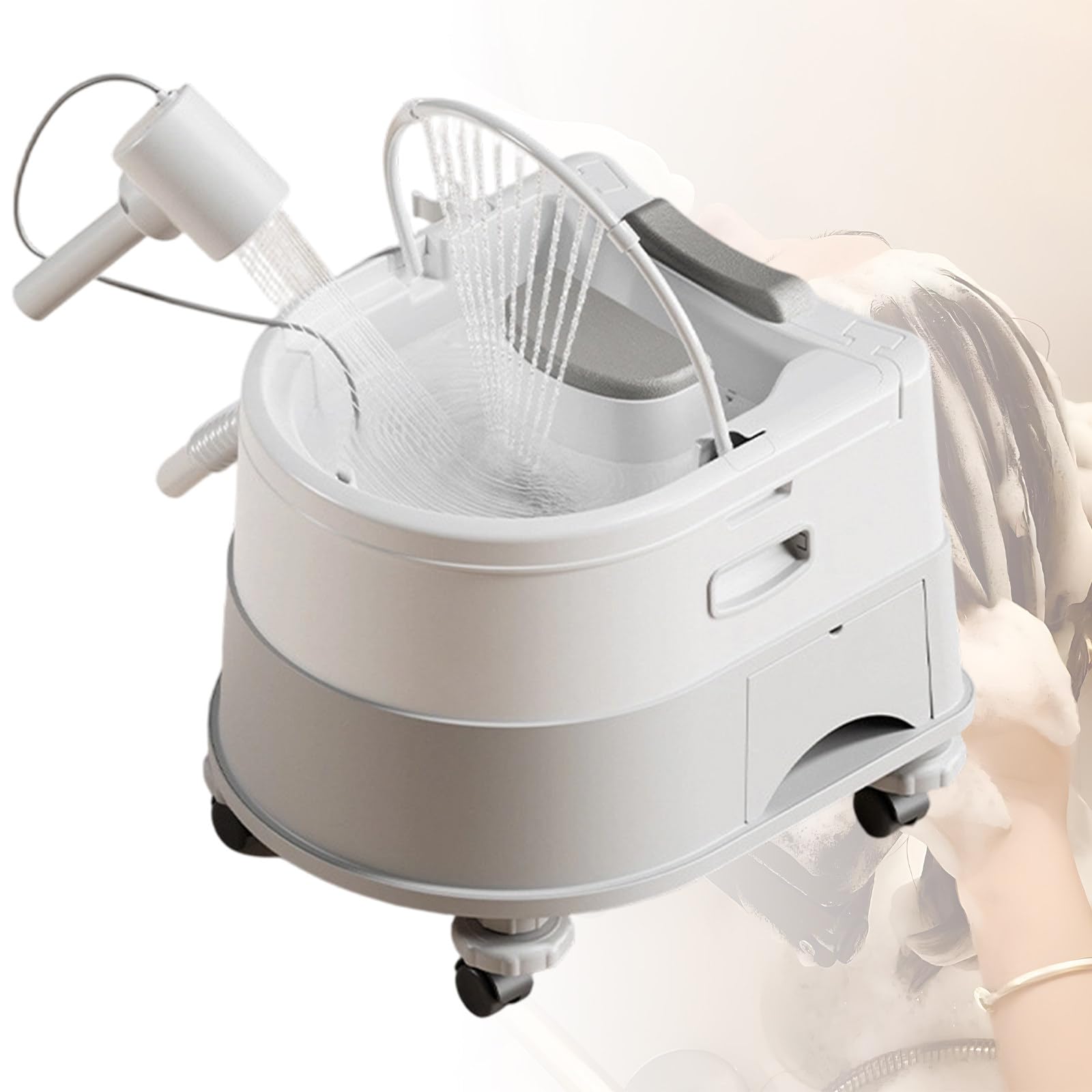 Lavabo portátil para ancianos, discapacitados y postrados en cama, equipo de spa de cabeza de cascada, herramienta mágica para un cuidado cómodo del cabello en casa