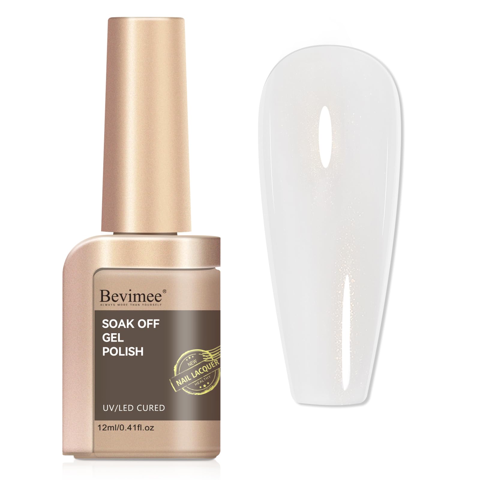 Shimmer Gel Nail Polish, Milky White Holographic Jelly Gel Polish Natural Translucent Color Soak Off UV Neutral Gel Polish for Nail Art Salon at Home, 12ML