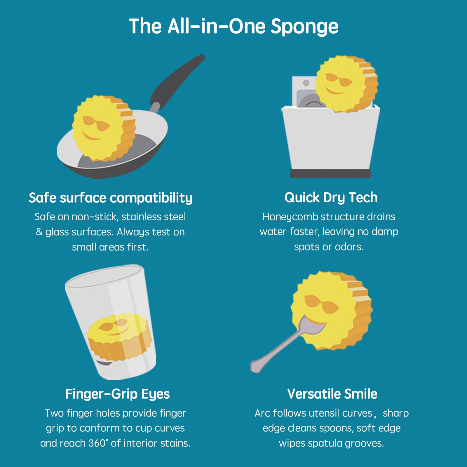 Hometimestore Dishwashing Sponge, Scratch-Free Cleaning & Odour-Repellent - Image 2