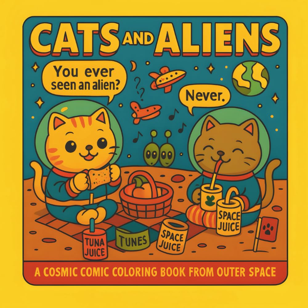 Cats and Aliens: A Cosmic Comic Coloring Book From Outer Space: A retro 1950s sci-fi coloring adventure filled with cats, aliens, UFOs, and hilarious ... (Retro Pets Adventures Coloring Series)