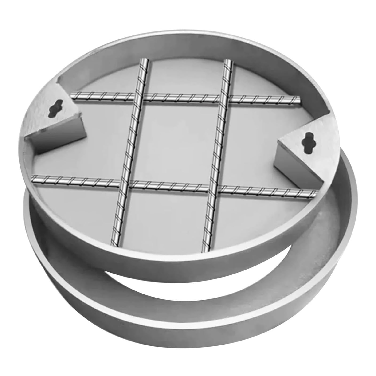 Coperchio e telaio per pozzetto di ispezione invisibile in acciaio inox resistente, diametro 500 mm, per esterni, giardino e pavimentazione - Soluzione resistente per l'accesso alle fosse settiche
