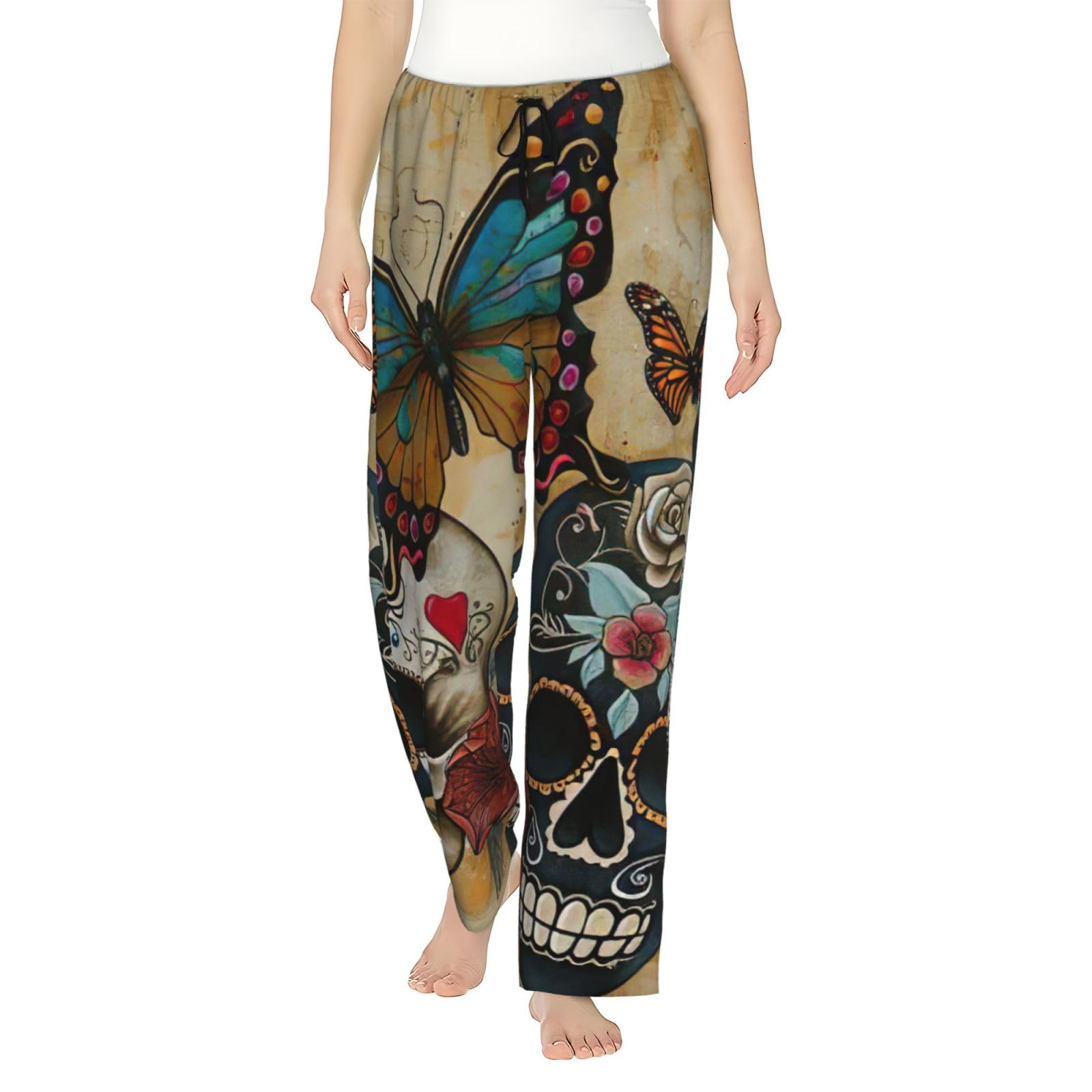 Pantalon de pyjama imprimé papillons en maille douce et coupe ample - 8