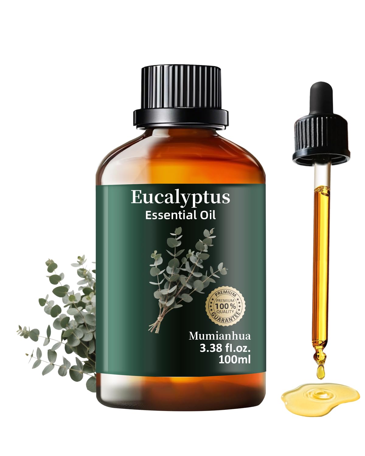 Eucalyptus Essential Oil Pure Mumianhua Natural Eucalyptus Oil for Diffuser, Face, Skin Care, Aromatherapy, Hair Care, Scalp and Body Massage,Spray Candle Making 3.38 Fl Oz