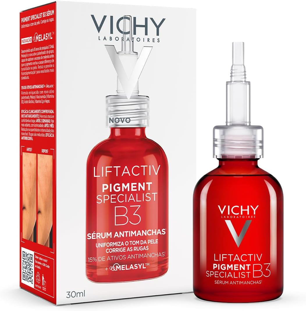 Vichy Liftactiv Pigment Specialist, Sérum Antimanchas, Clareador Facial, Reduz Melasma e Manchas Solares, Uniformiza o Tom Com Tecnologia Melasyl, Niacinamida B3 e Ácido…