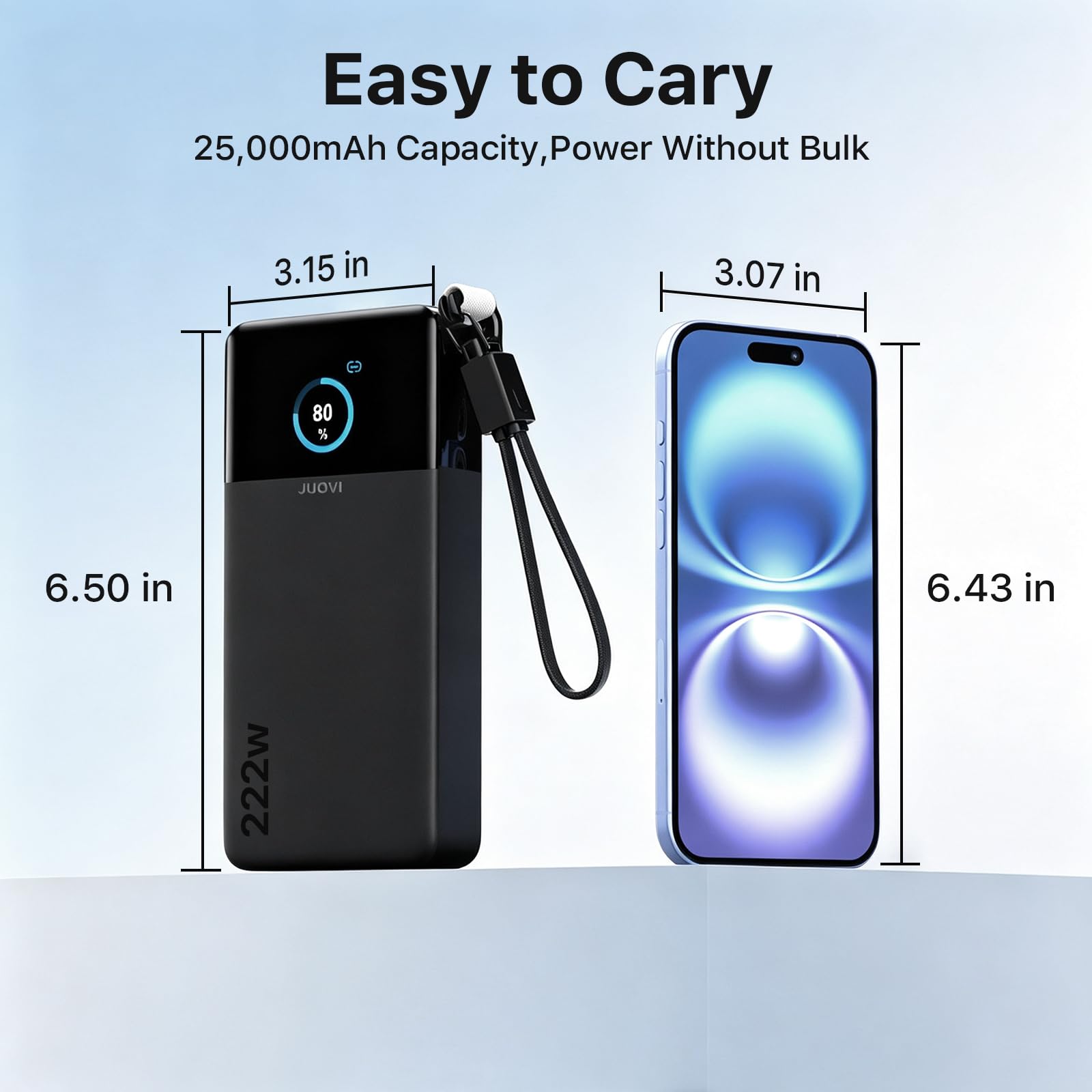 JUOVI Batteria Esterna per Computer Portatile 222W Power Bank 25000mAh