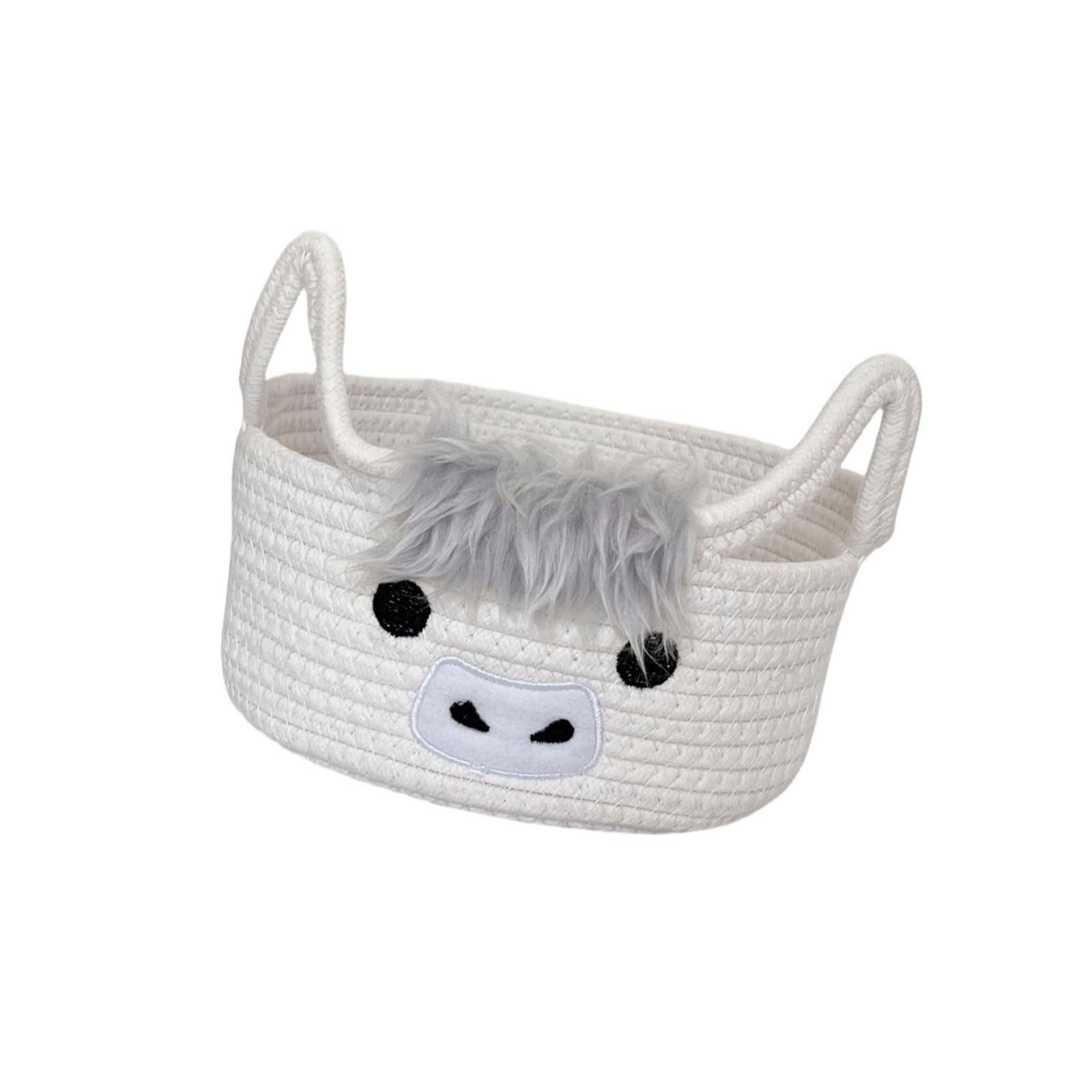 Kangnice Lovely Highlands Cow Shape Storage Basket for Kids Room Living Room Offices or Entryway Multifunctional Cotton Organizers 22x12cm Home Decors Storage Box
