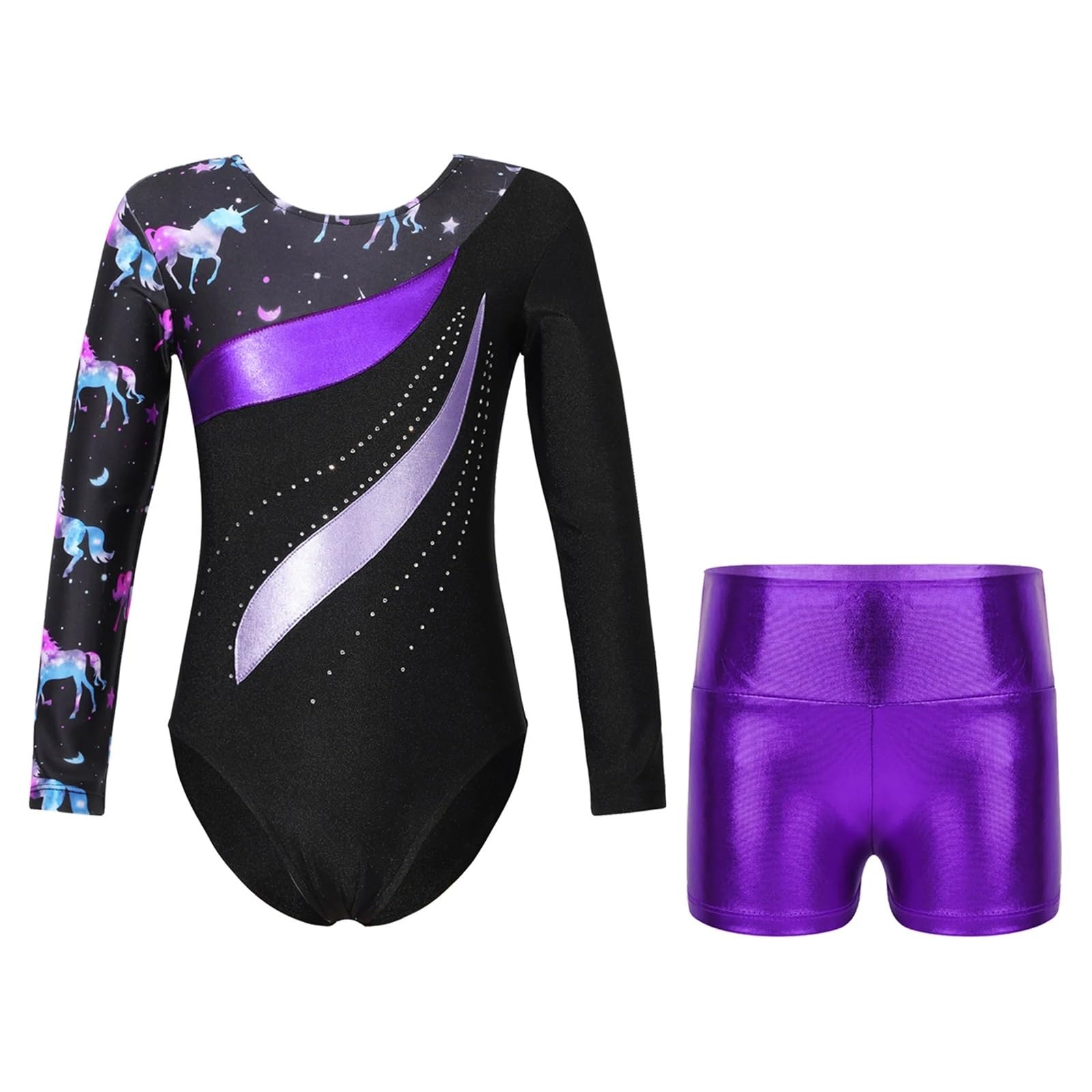 Gymnastikanzug Mädchen Mädchen-Ballett-Tanz-Gymnastik-Trikot, ärmelloser Body mit Shorts, Skaten, Bühnenauftritt, Tanzbekleidung, Badebekleidung, Sportbekleidung(Color 2,14)