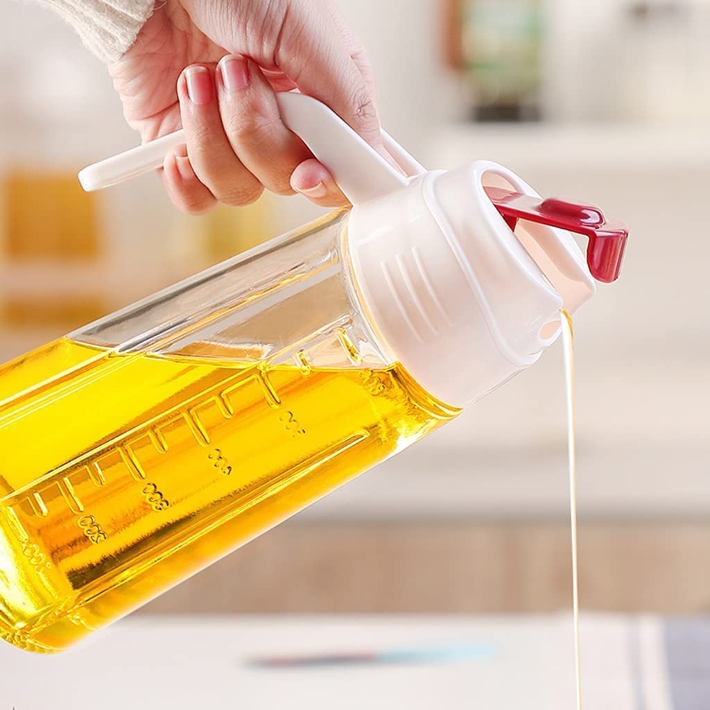 Pentola per Olio in Vetro a Prova di perdite Apertura e Chiusura Automatiche Salsa di soia per Uso Domestico Bottiglia di condimento per aceto Olio Forniture per la Cucina (Color : Red) (Rood)