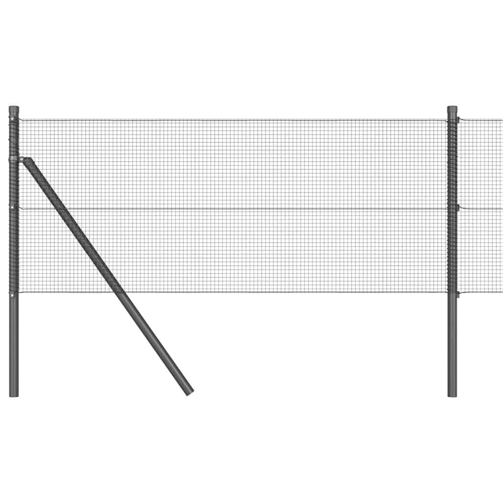 Grey Steel PVC Fence Post Set 50 x 0.8m 12x12mm Mesh Outdoor Garden Boundary Support Panel Weather Resistant Powder Coated Modular 5m Long