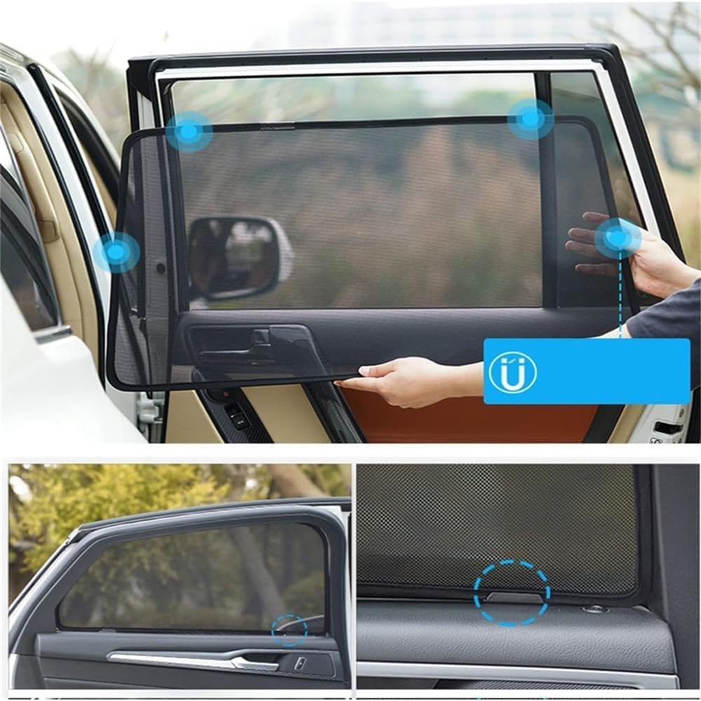 Sonnenschutz Auto für Volvo V40 V60 (2010–2018), Mesh UV Schutz Sonnenschutz, Privatsphäre und Wärmeisolierung für Reisen Camping,E/6pcs Side+Rear