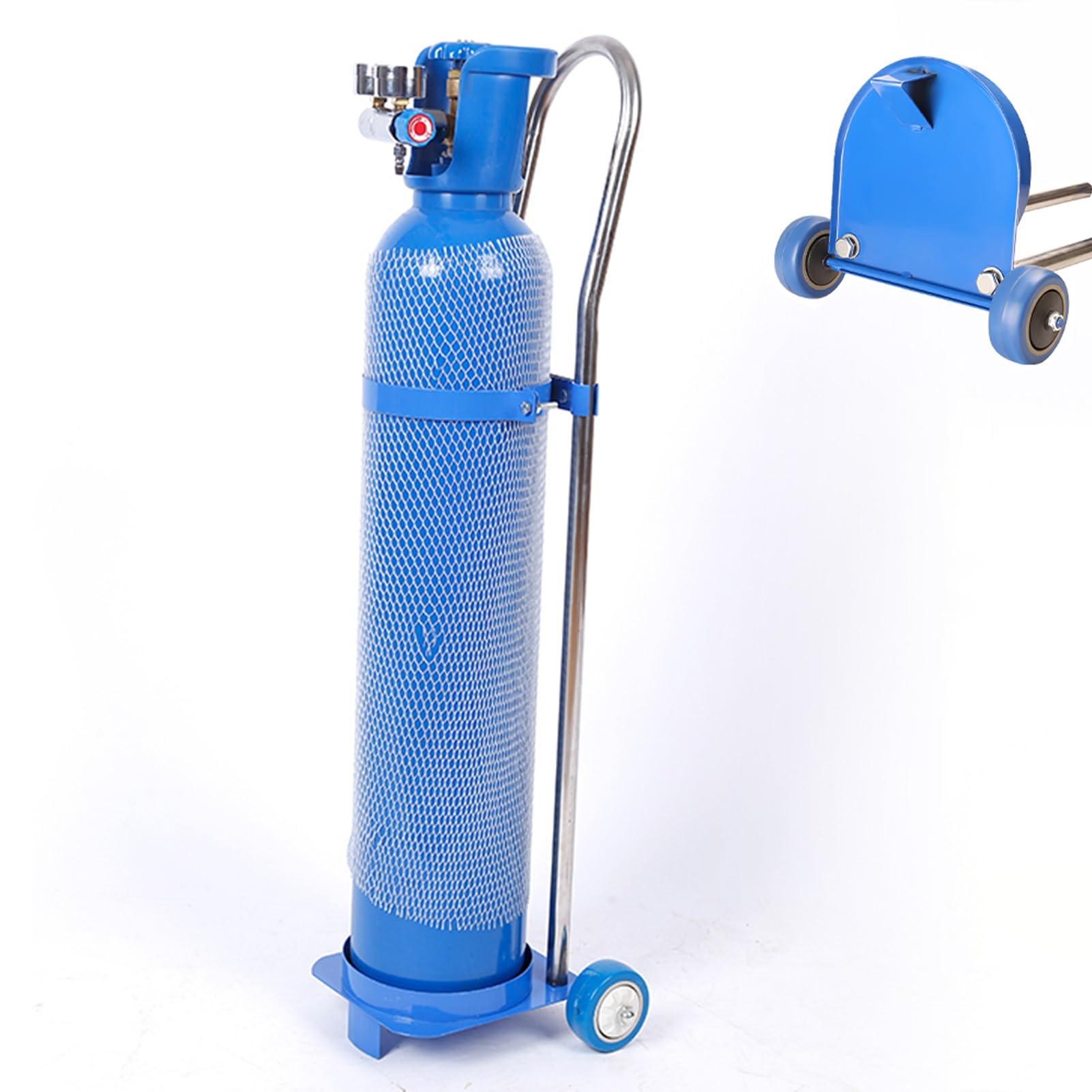 WQPMNYG Oxygen Tank Holder Rolling Cart 10L 15L 20L - Gas Cylinder Organizer Dolly for Factory & Operating Room, Nitrogen Bottle Carrier, 43.25” Portable Hand Truck