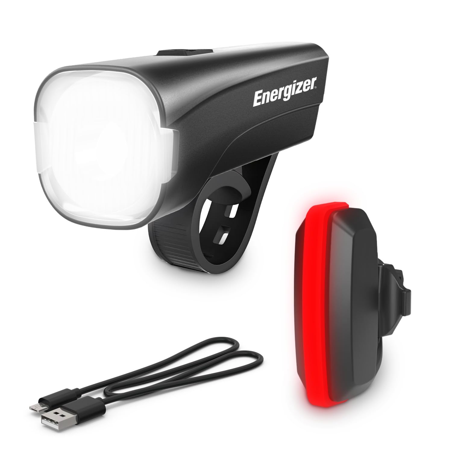 Set Energizer di Luci per Bicicletta Anteriori e Posteriori Ricaricabili 100-250 Lumen, Luci LED USB per Bicicletta, Fanale Anteriore e Luce Posteriore per Pedalate Notturne