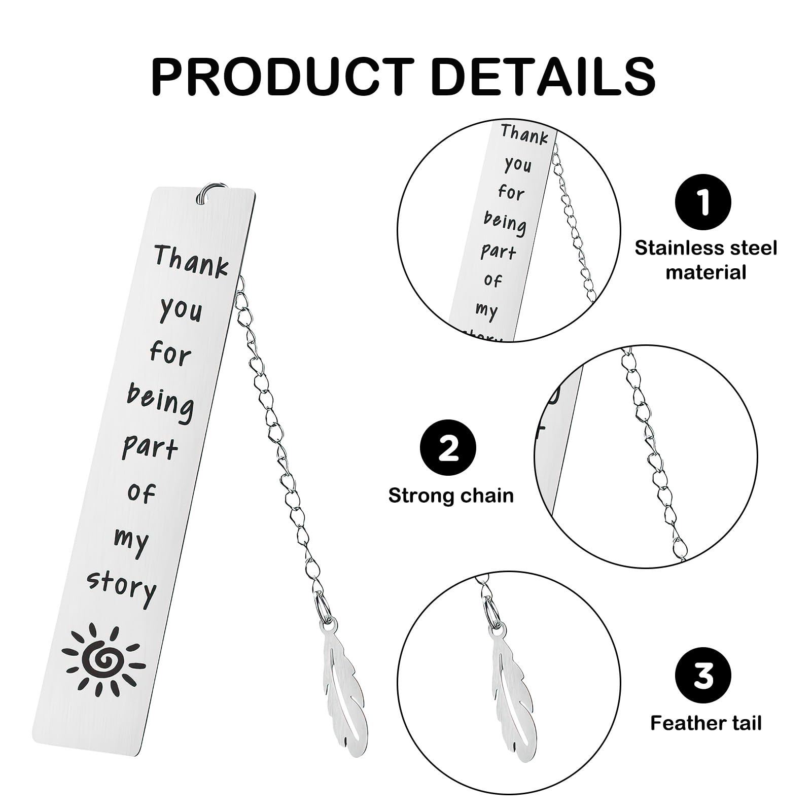 Silver Metal Bookmark, Personalised Bookmarks with Premium Gift Box with Pendant - Image 3