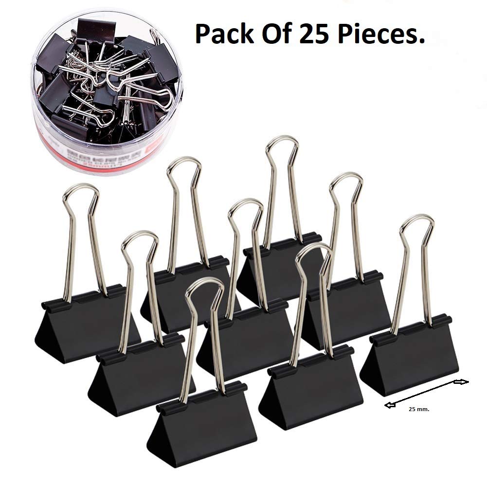 25-Piece Metal Bulldog Clips: Durable Binder Paper Clamps for Office, Home, and Kitchen - Secure Photo, File, and Bag Sealer
