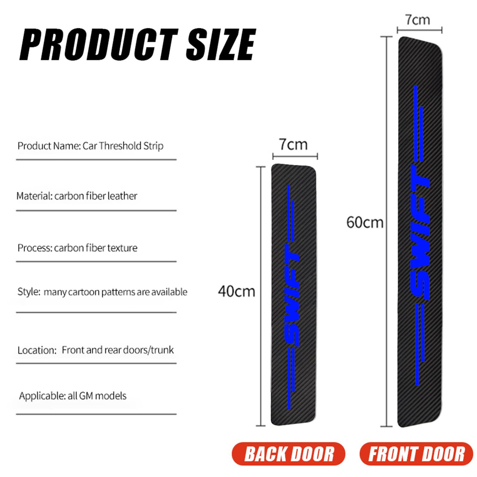 4 Pièces Protecteur De Seuil De Porte De Voiture Plinthes Pour Suz-uki