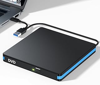 External CD/DVD Drive for Laptop, Type-C & USB 3.0 & Portable, DVD Player for Laptop, Mute CD Burner, RW Drive Optical Readers, Compatible with Desktop PC Mac Linux Mac Windows