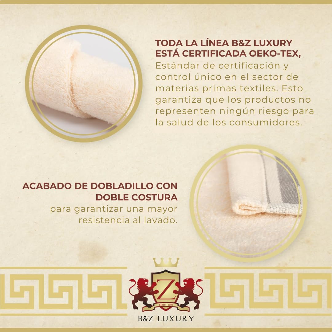 BZ Luxury Set Toallas Crema 8 Piezas – 2 Toallas de Ducha 2 Toallas faciales 4 toallitas De Bambú y Algodón Suaves absorbentes y duraderas Toallas para baño invitado SPA Certificadas Oeko-Tex