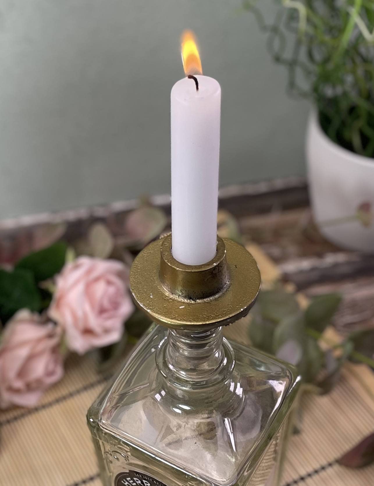 Juego De 2 Portavelas Para Botellas De Vino, Aspecto Antiguo, Aluminio, Color Plateado