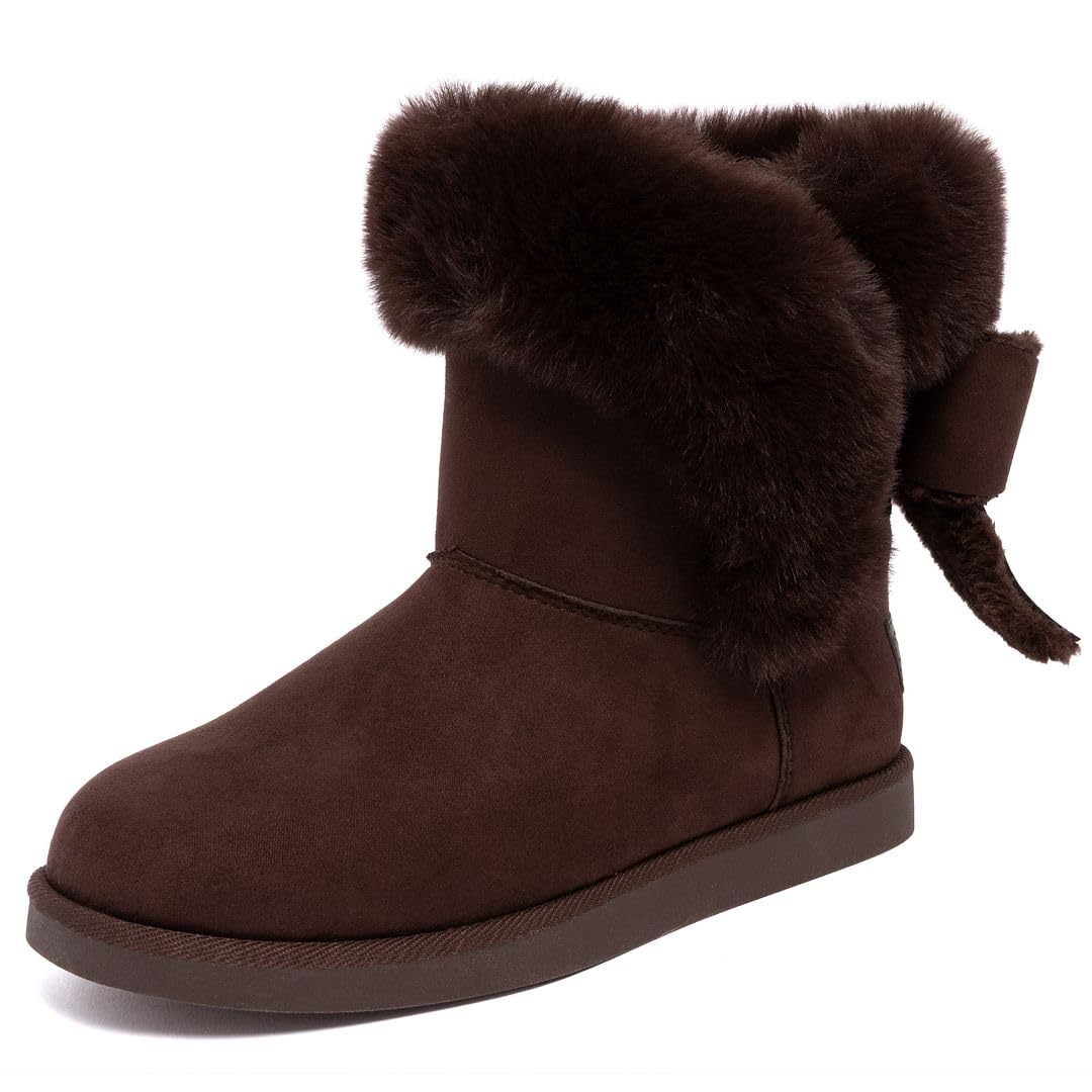 Juicy Couture Women's Slip On Winter Snow Boots Warm & Insulated Fur Lining Comfortable Fashion Booties