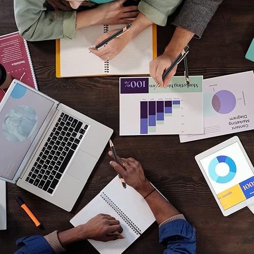 Miniatura 6 de 12 bolígrafos 2 en 1 con punta de lápiz capacitivo, 0.039 in, tinta negra, metal, lápiz capacitivo para pantallas táctiles (oro rosa y verde)