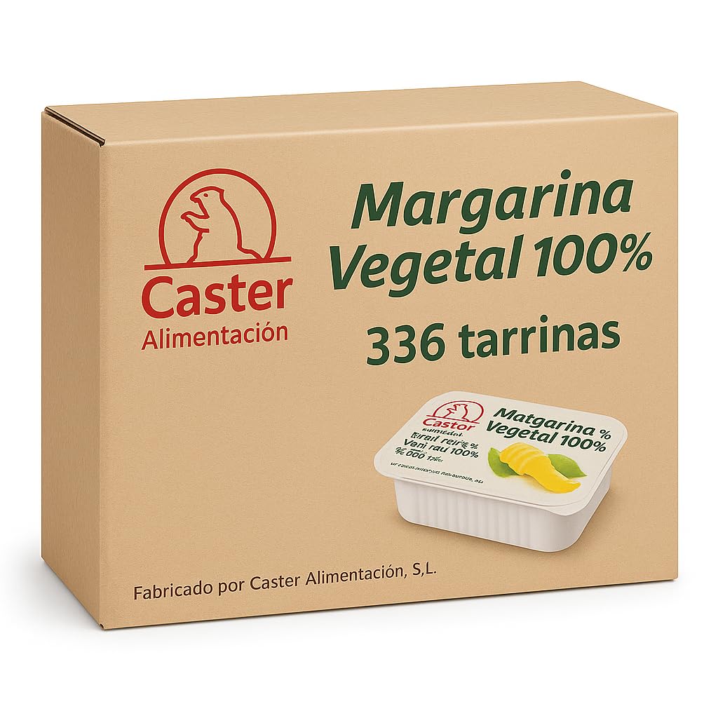 Margarina Vegetal 100% en Tarrinas Monodosis Caja 336 x 10g Caster Alimentación Apta para Veganos