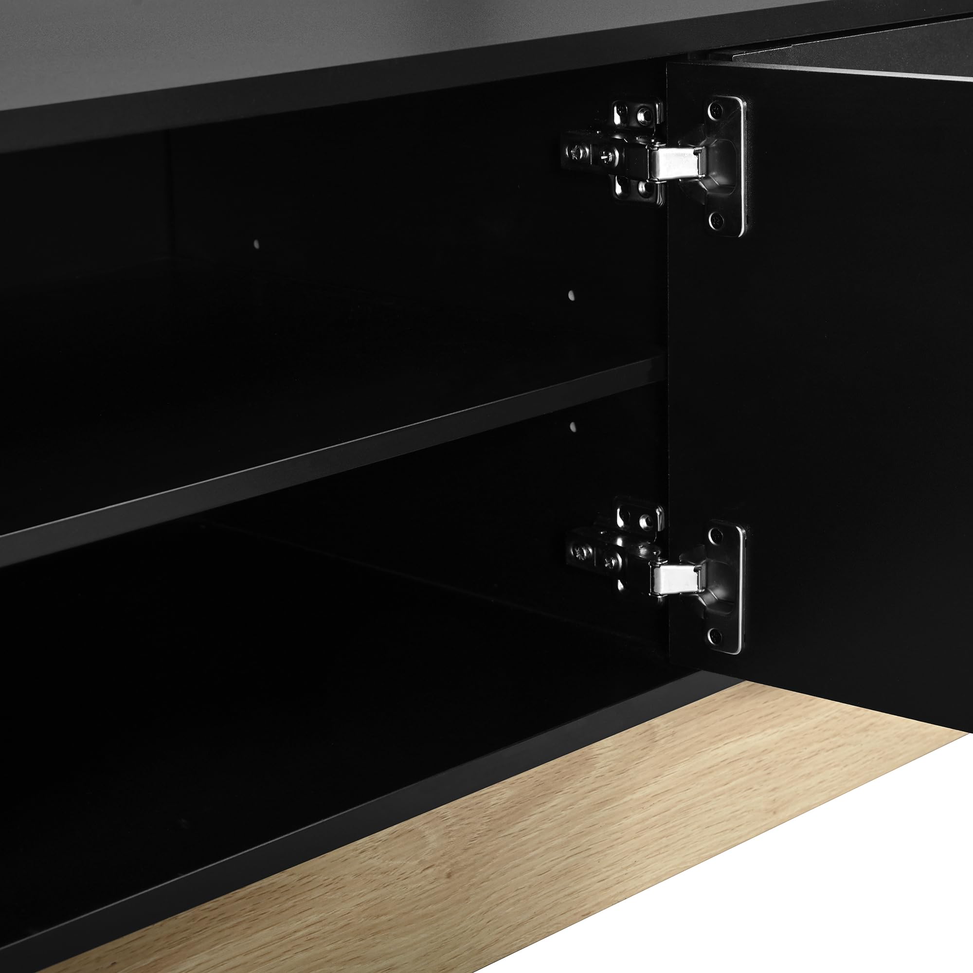 Supporto per TV, design curvo, lunghezza 175 cm, con venature del | Mobile TV con 4 ante per la gestione dei cavi, mobile TV per soggiorno, mobile TV senza maniglia