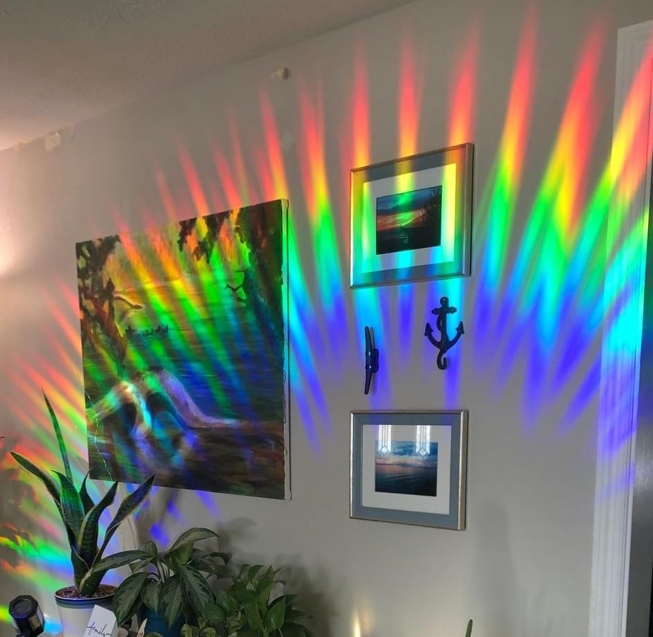 Rainbow Symphony Sacred Geometry Sun Catcher Stickers - 12 Pack Holographic Window Decals For Bird Safety & Rainbows