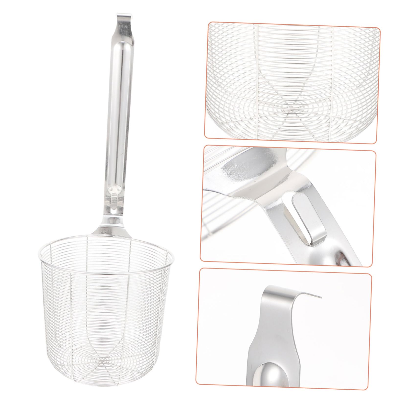 Colador de Acero Inoxidable Resistente Corrosión, Malla Fina para Freír y Escurrir Verduras, Utensilio de Cocina Duradero con Mango Largo para Uso Diario