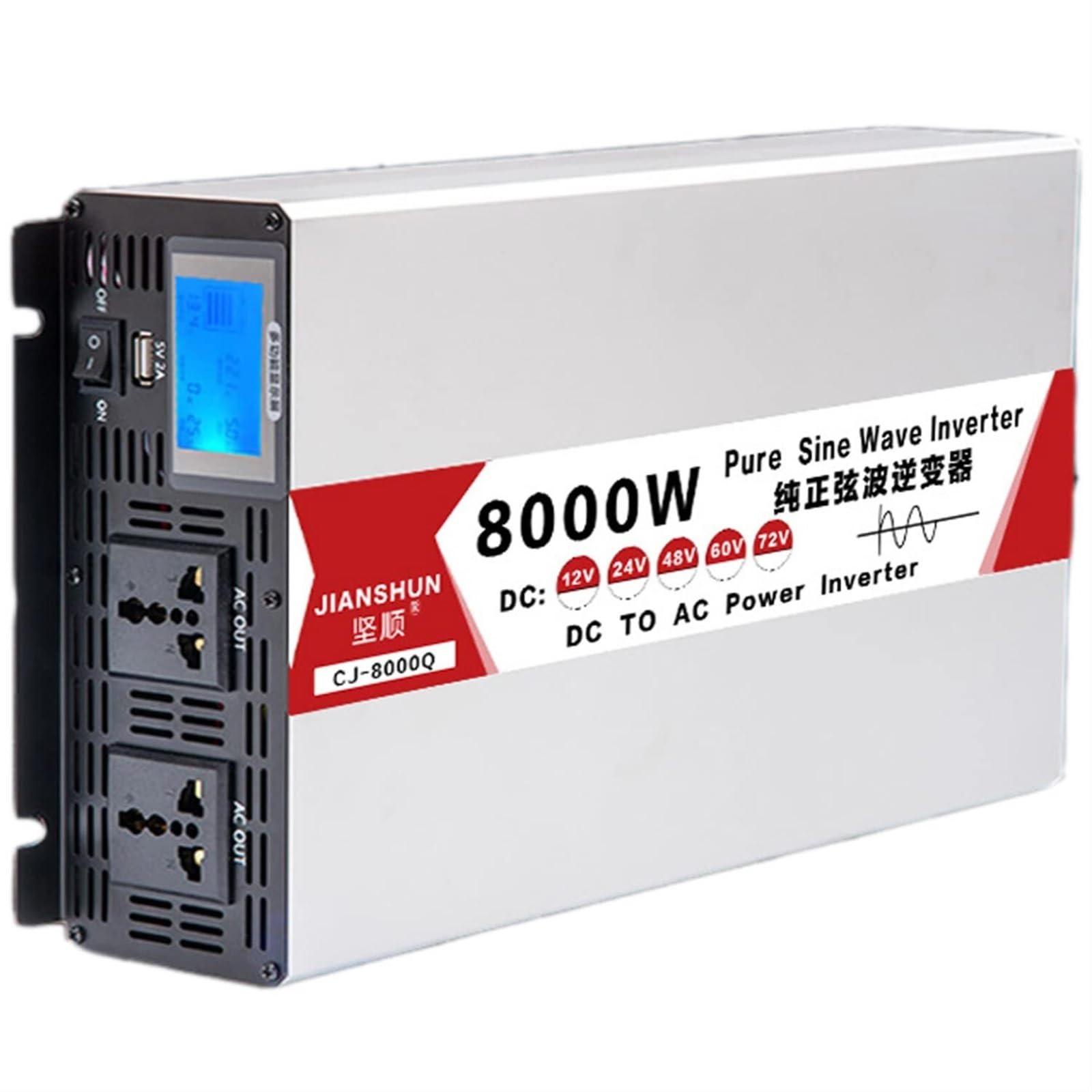 CZVJUKBYP 4000W/5000W/6000W/8000W Pure Sine Wave Inverter 12V/24V/48V/60V to 110V 220V Voltage Converter Car Power(12Vto220V,8000W)