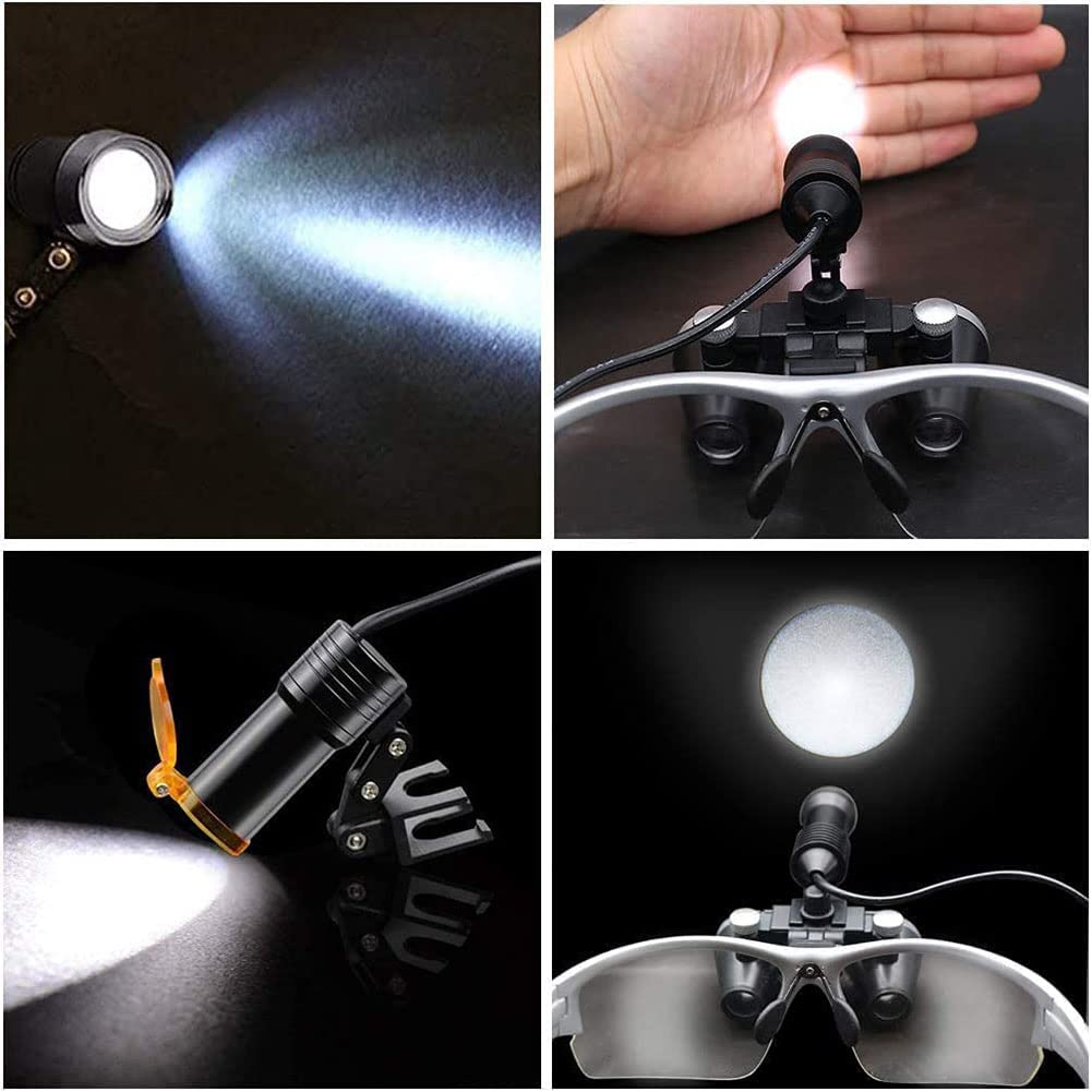 3,5X Lupenbrille Mit Licht Chirurgie Dental Binokularlupen, Beleuchtete Kopflupe, Lupe Lupenbrille Für Enges Arbeiten Mit Praktischer Tragetasche Handy(Color:Silver)