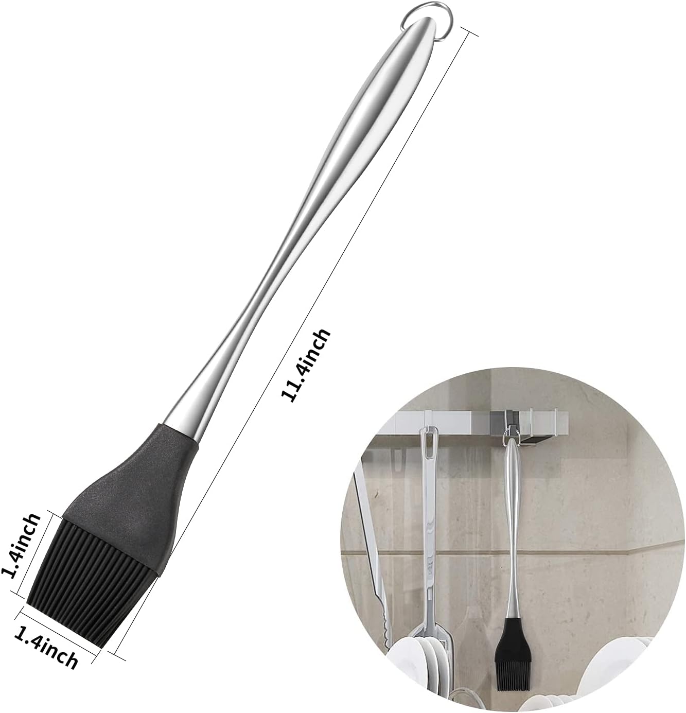 2pcs Grill Brush, BBQ Basting Brush Silicone Bristles, Barbecue Basting