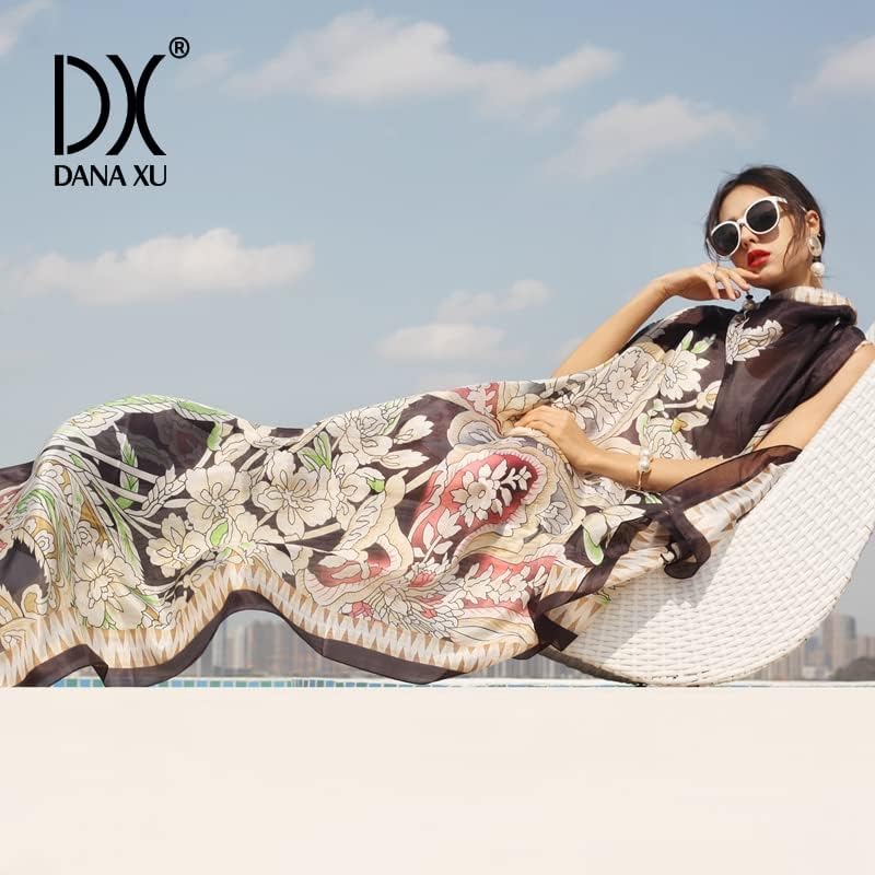 DANA XU Women's 100% Mulberry Silk Pashmina Shawl and Wraps Extra Large Floral Scarf for Evening Dresses, Soft Oversized - Image 7