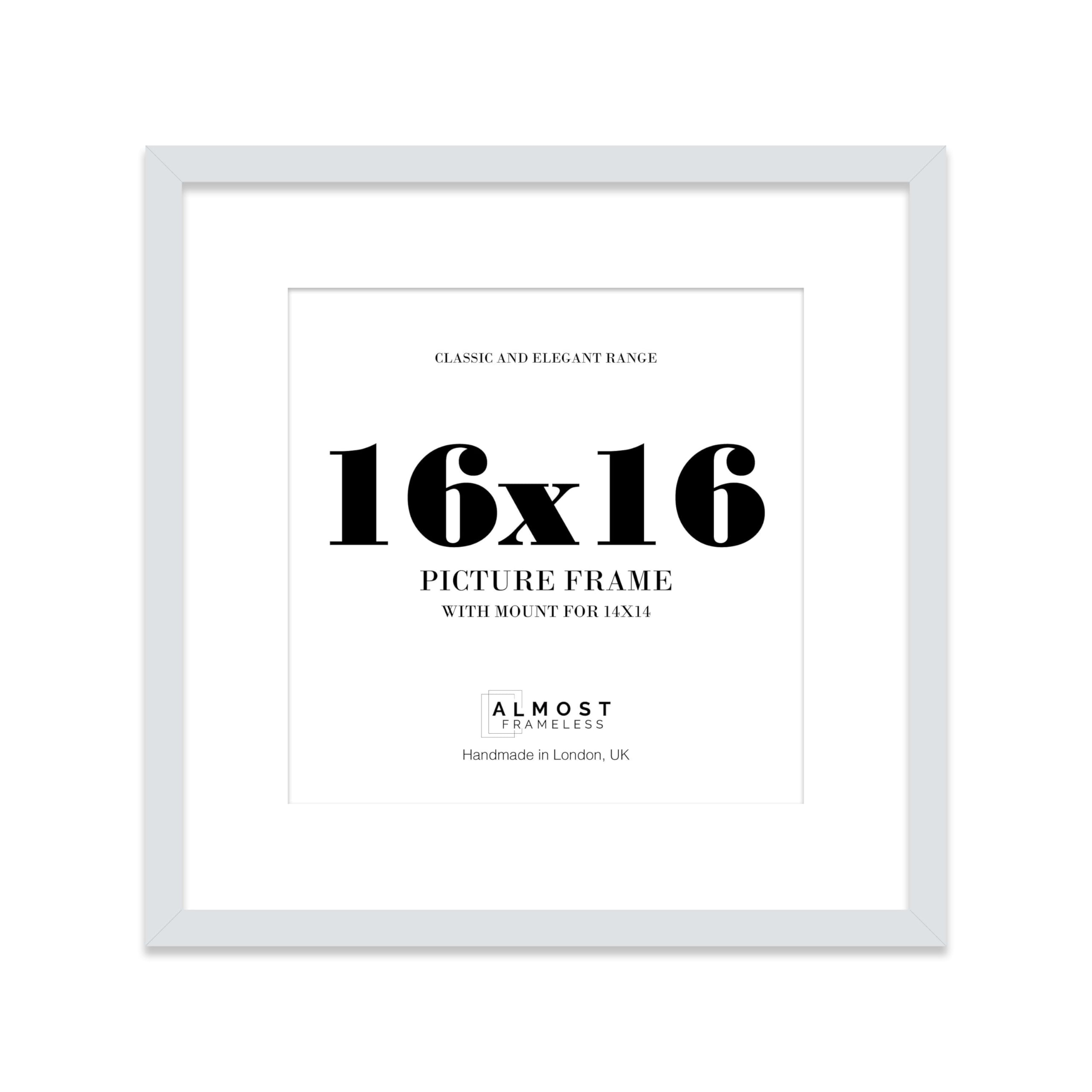 16x16 Light Grey Picture Frame with Mount for 14x14 Photos, Prints - Modern Square Wall Frame, 1 Pack