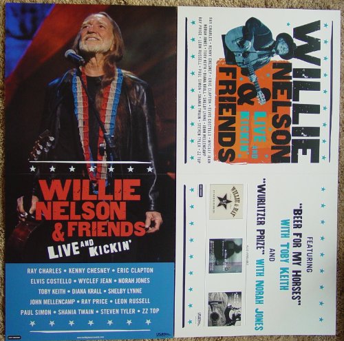 Willie Nelson & Friends - Live And Kickin' - Two Sided Poster - Rare - New - Toby Keith - Eric Clapton - Shania Twain - Paul Simon - Ray Charles - Elvis Costello - Diana Krall - Norah Jones - ZZ Top - Shelby Lynne - John Mellencamp - Ray Price -