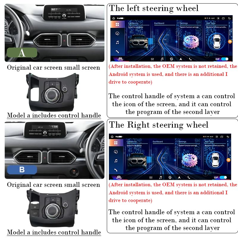 Android 14 Radio Coche Pantalla Táctil 12.3 Pulgadas para Mazda CX-5 CX-8 2016-2019 Conectar y Usar Navegación GPS Control del Volante 4G WiFi FM Am RDS Enlace ESP N400 Pro 12.3 8 Core 4G+WiFi 4+64GB — view 4