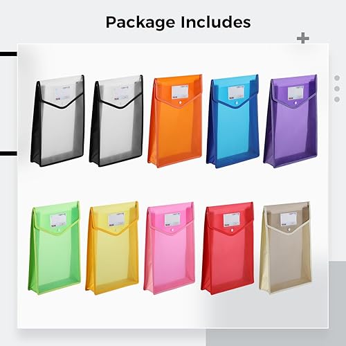 Miniatura 5 de 10 carpetas de plástico tamaño legal, cartera de archivos expandible B4 con cierre a presión y bolsillo para etiquetas, carpeta de documentos