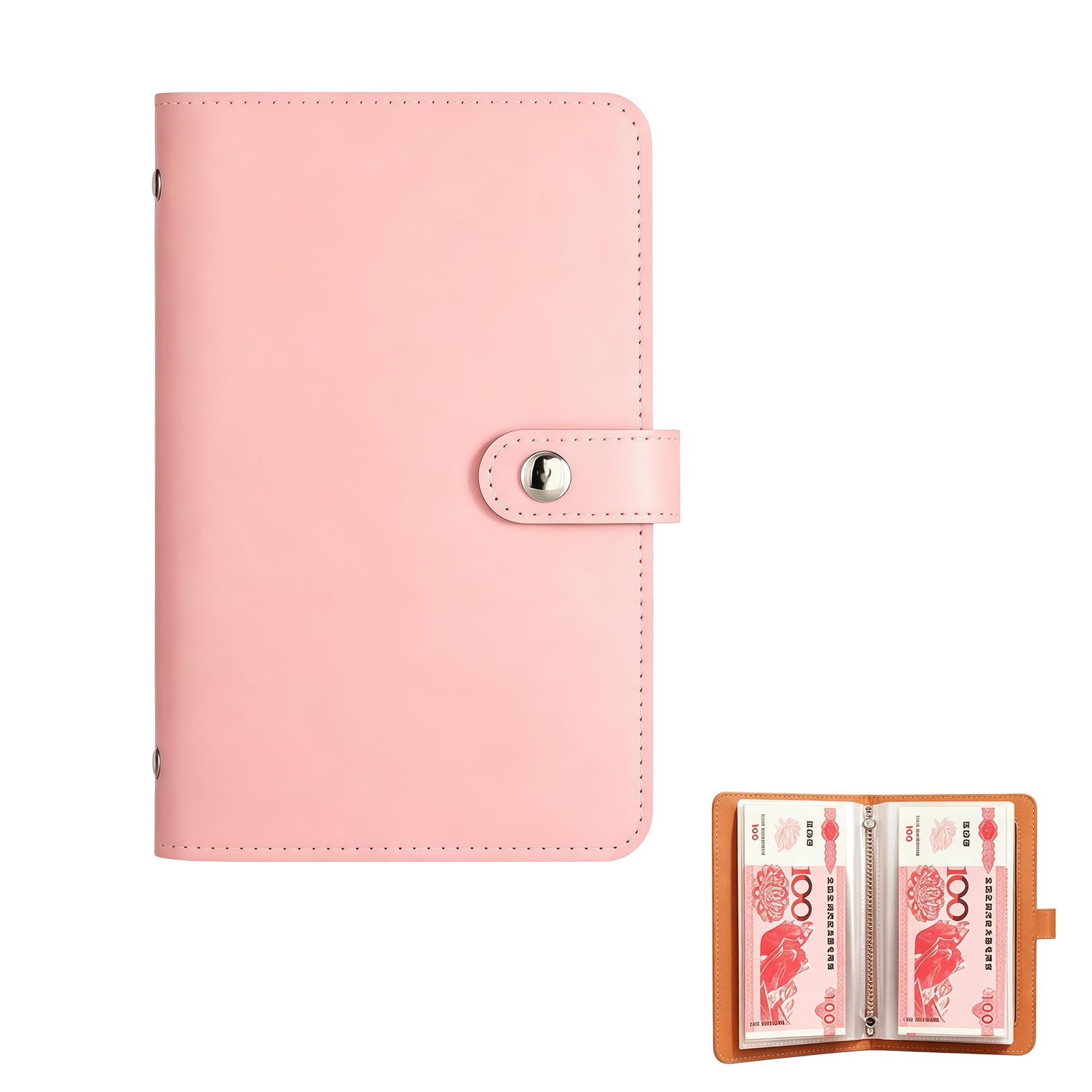 Money Saving Wallet, 100 Envelopes Savings Challenge Binder with Savings Notebook, Cash Budget Organizer Folder for Couples, Home & Office Money Saving Challenge Book UK (Pink)