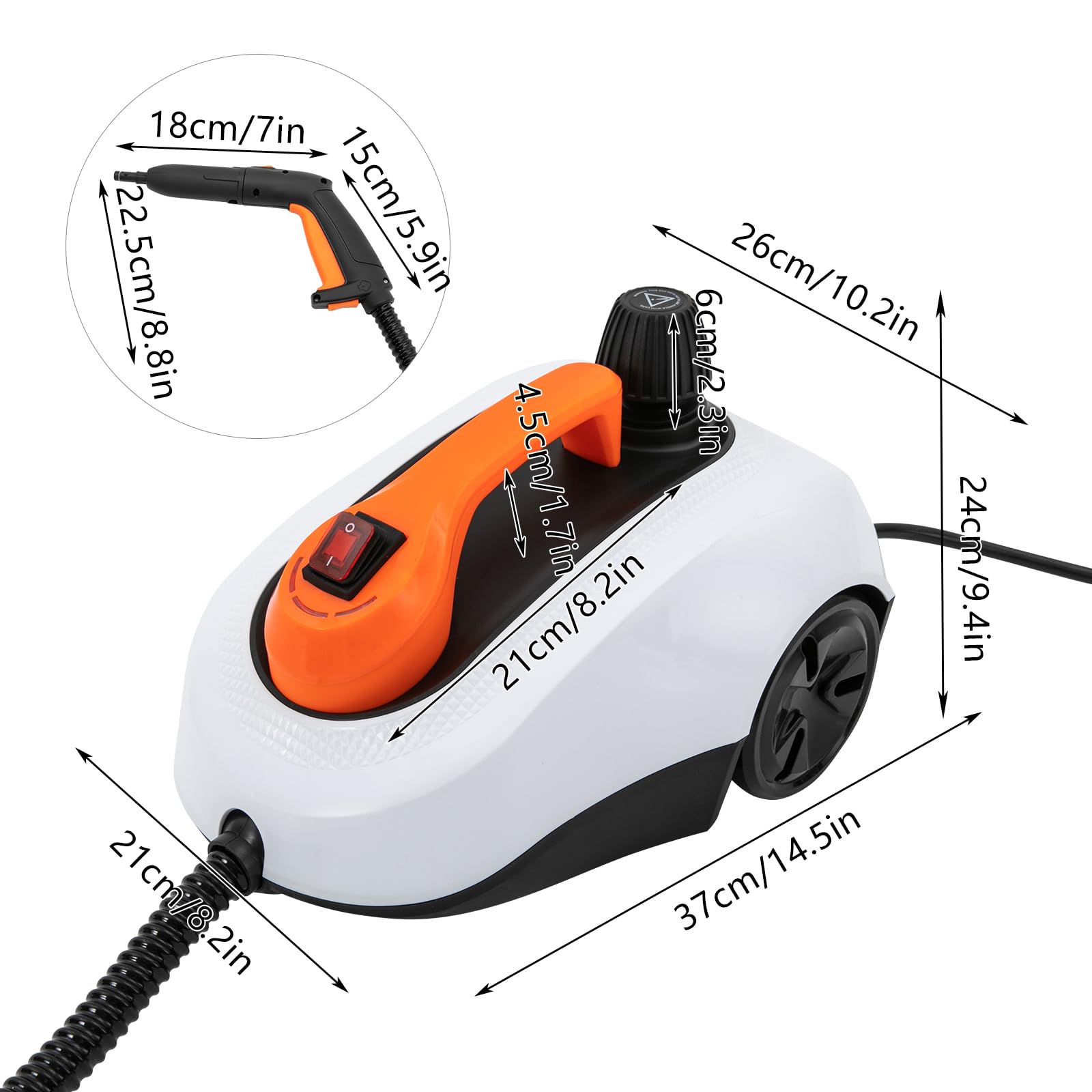 YIYIONCE Steam Cleaner 1800W Steam Cleaner for Home Electric Household Steamer Tool Set Rolling Cleaning Machine for Carpet High Pressure Carpet Steamer for Car Detailing Sofa Floor Cleaning| US STOCK