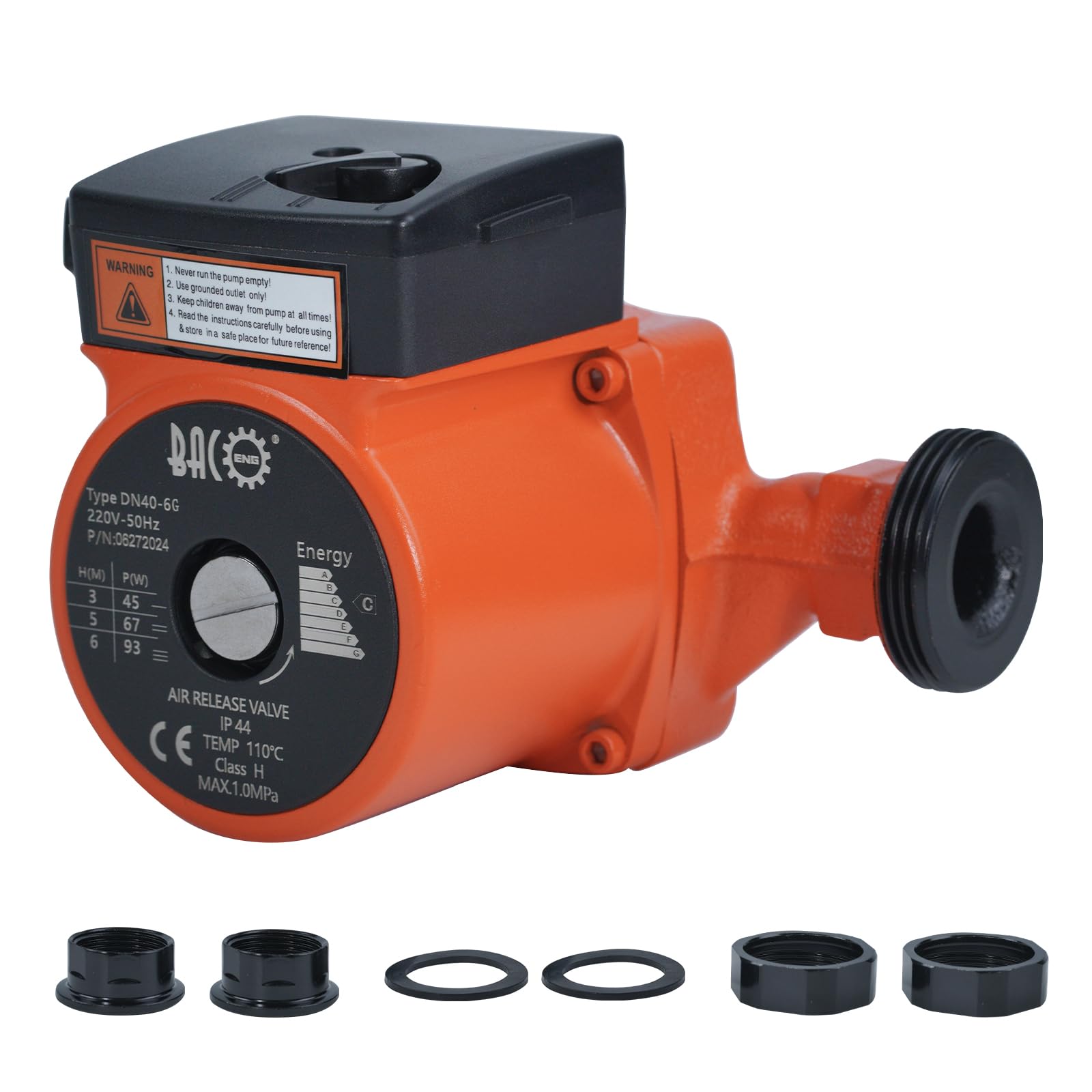 BACOENG Pompa di Circolazione Pompa di Riscaldamento RS 25/6-180 Circolatore Pompa Acqua per Riscaldamento Centralizzato 220V/50 Hz